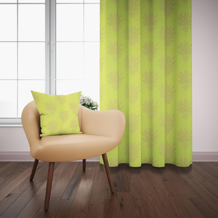 DECO WINDOW Jacquard Green Printed Door Curtains - 36.5x30cm - Set Of 2