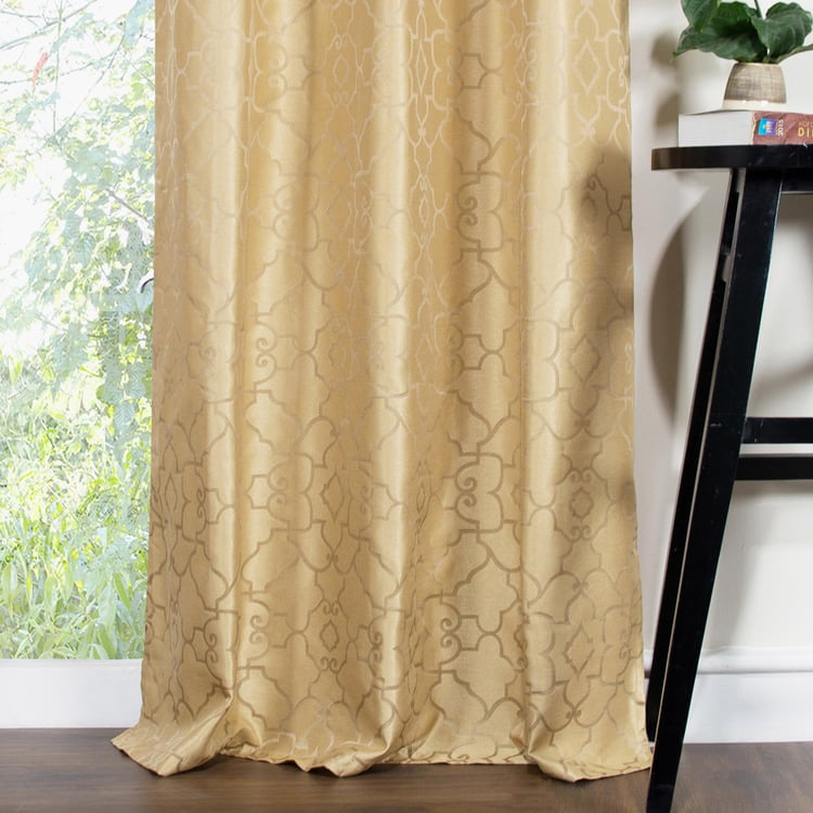 DECO WINDOW Jacquard Gold Printed Door Curtains - 36.5x30cm - Set of 2