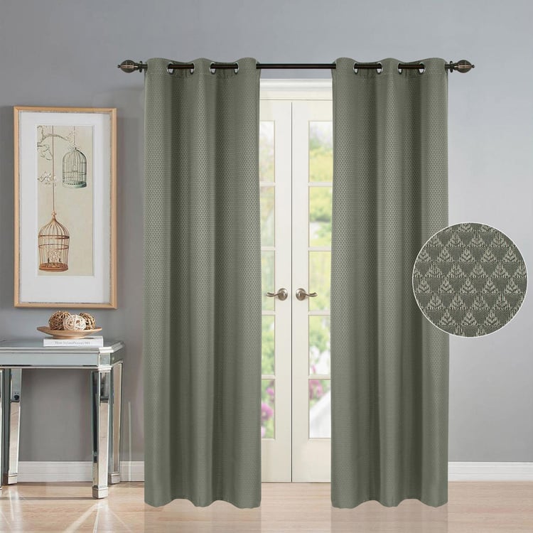 DECO WINDOW Dobby Grey Printed Door Curtains - 24x29cm - Set of 2