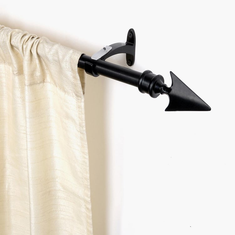 DECO WINDOW Flat Arrow Black Metal Extendable Curtain Rod - 304 cm x 190 cm