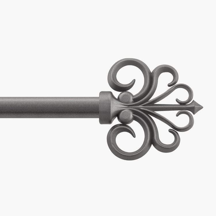 DECO WINDOW Fashion Grey Metal Extendable Curtain Rod with Hooks - 144x12.5x7.5cm
