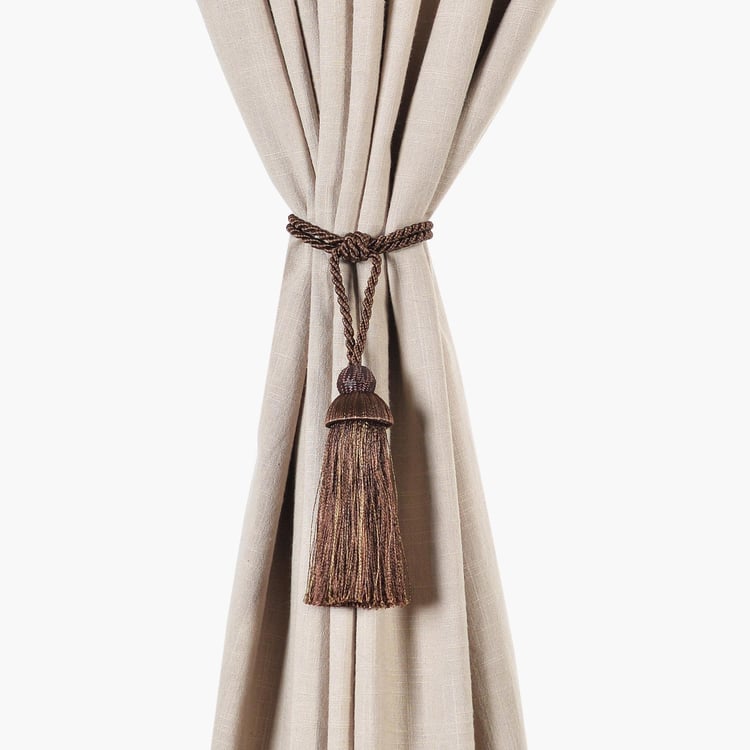 DECO WINDOW Chocolate Curtain Tie-Back Ropes - Set of 2