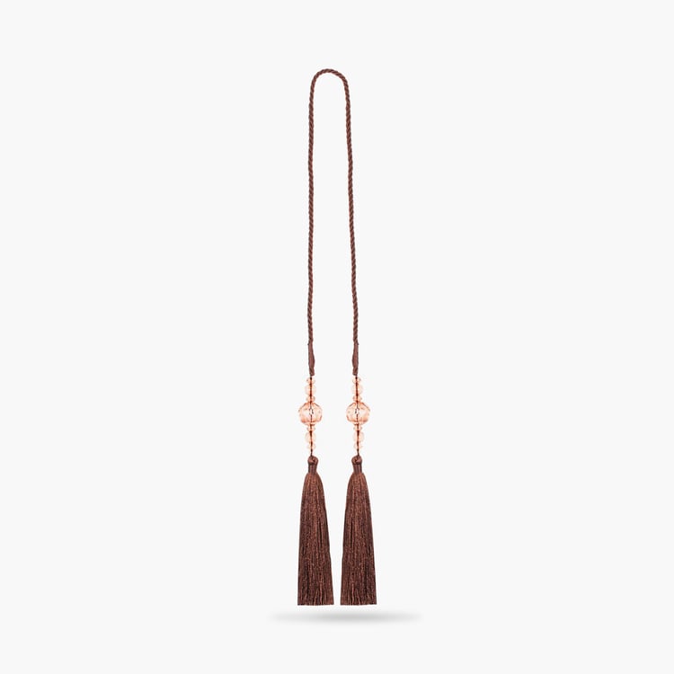 DECO WINDOW Brown Beaded Tassel Curtain Tieback - 2 Pcs