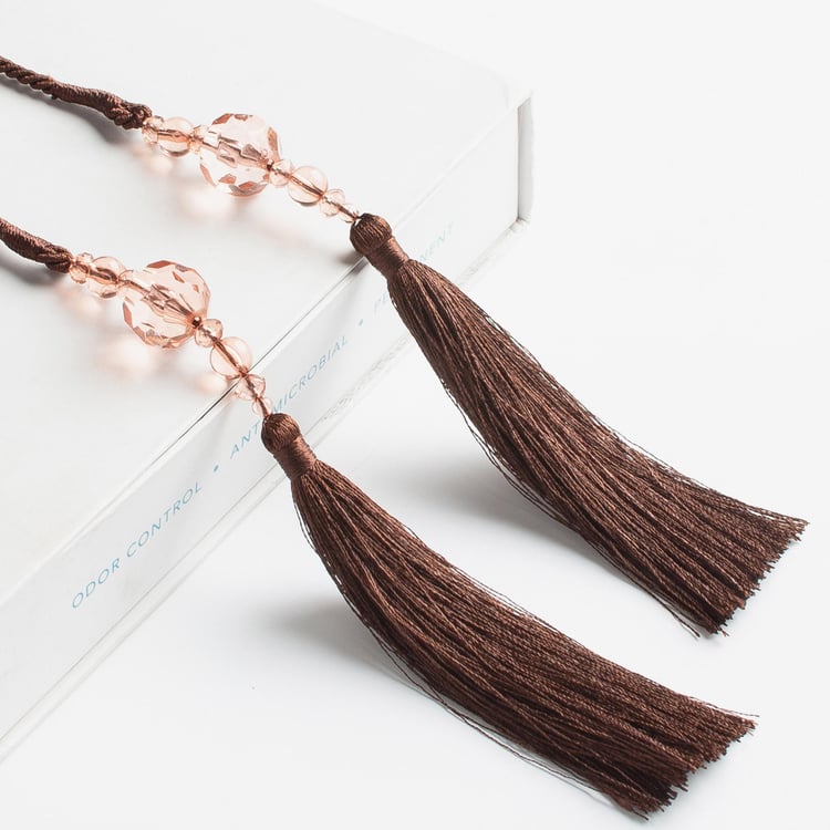 DECO WINDOW Brown Beaded Tassel Curtain Tieback - 2 Pcs