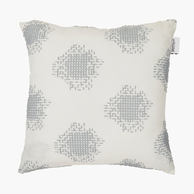 PORTICO Lotus Blue Embroidered Cushion Covers - 40x40cm - Set of 2