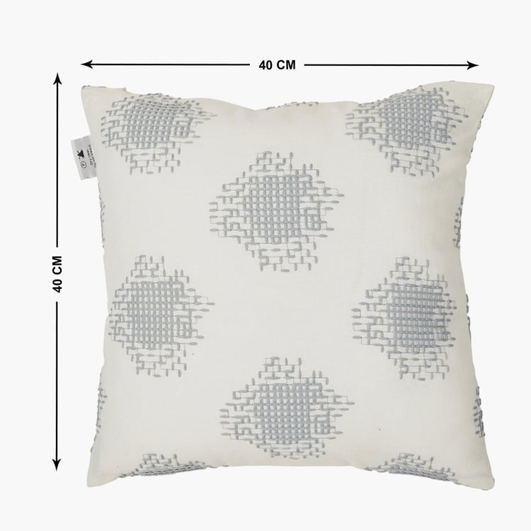 PORTICO Lotus Blue Embroidered Cushion Covers - 40x40cm - Set of 2