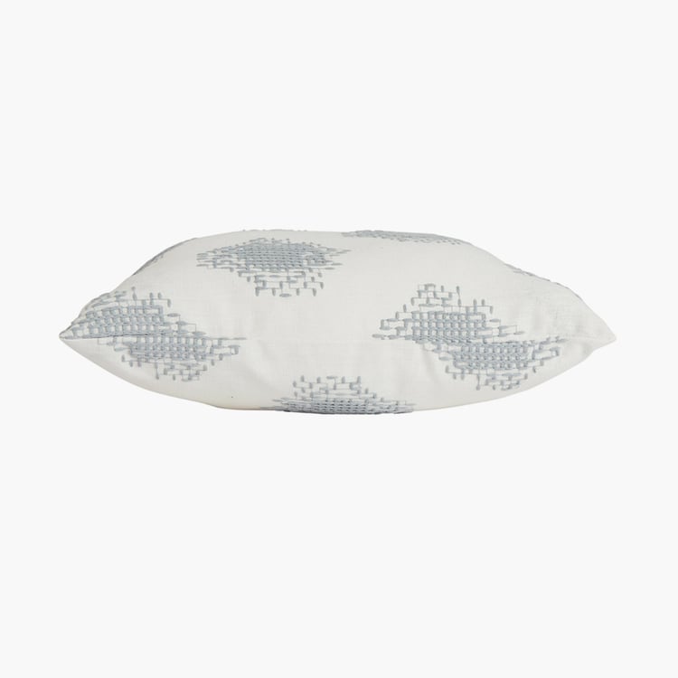 PORTICO Lotus Blue Embroidered Cushion Covers - 40x40cm - Set of 2