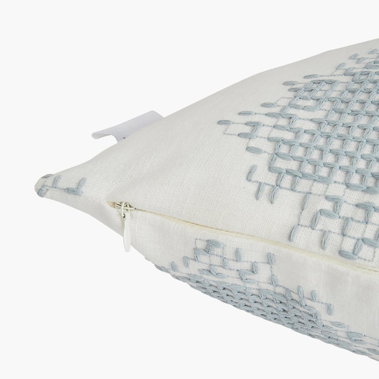 PORTICO Lotus Blue Embroidered Cushion Covers - 40x40cm - Set of 2