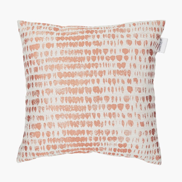 PORTICO Lotus White Printed Square Cushion Cover - 40x40cm - Set of 2