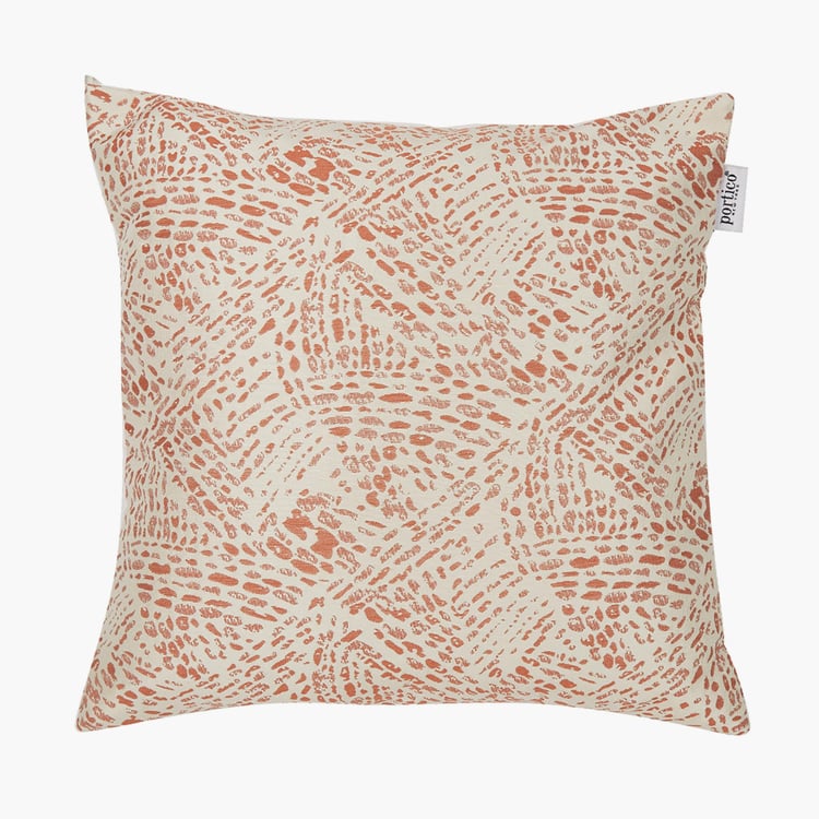 PORTICO Lotus White Printed Square Cushion Cover - 40x40cm - Set of 2