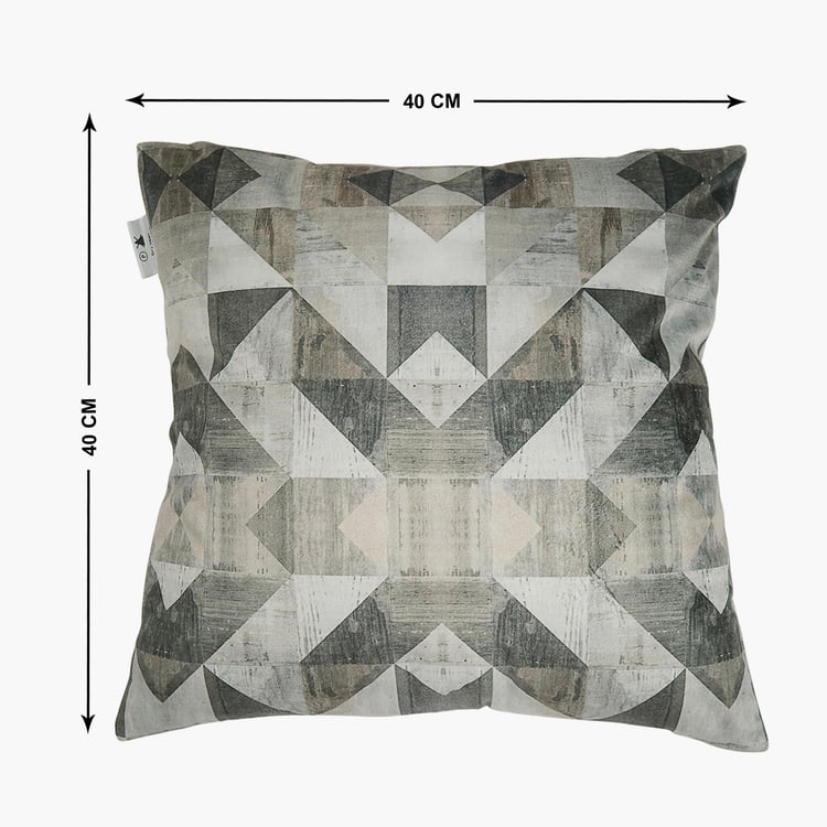 PORTICO Lotus Grey Geometric Printed Square Cushion Cover - 40x40cm - Set of 2