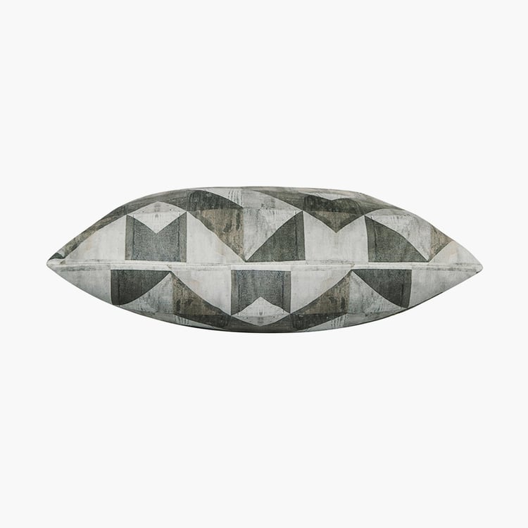 PORTICO Lotus Grey Geometric Printed Square Cushion Cover - 40x40cm - Set of 2
