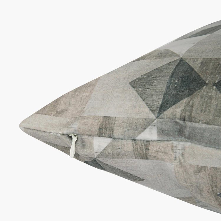 PORTICO Lotus Grey Geometric Printed Square Cushion Cover - 40x40cm - Set of 2