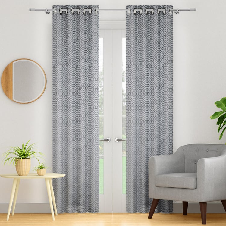 PORTICO Sketch Grey Jacquard Door Curtain - 130x225cm - Set of 2