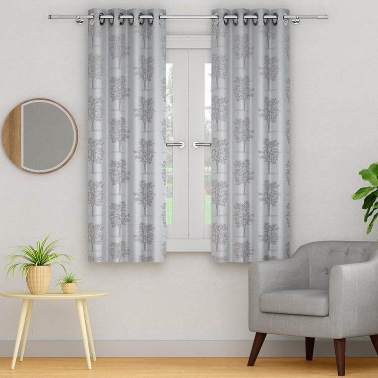 PORTICO Sketch Curtains Grey Printed Window Curtains - 120x160cm - Set of 2