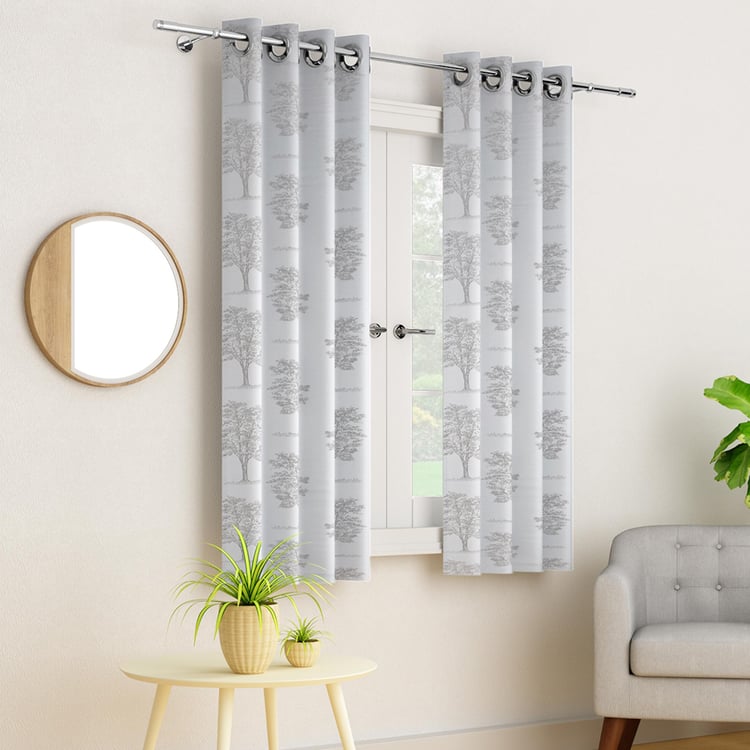 PORTICO Sketch Curtains Grey Printed Window Curtains - 120x160cm - Set of 2