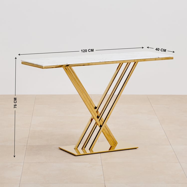 Bianca Tempered Glass Top Console Table - Gold