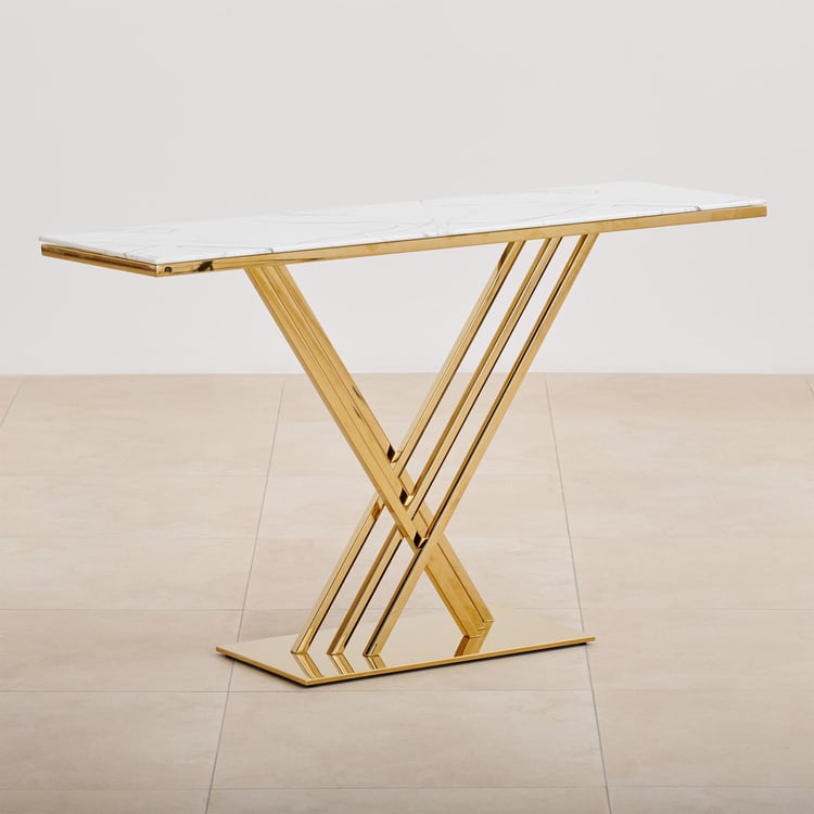 Bianca Tempered Glass Top Console Table - Gold