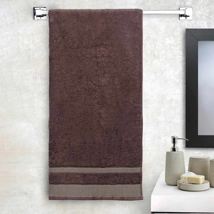 SPACES Hygro Cotton Striped Bath Towel, Brown - 75x150cm