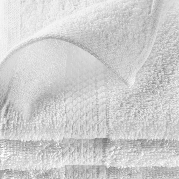 SPACES Colorfas Set of 4 Cotton Textured Face Towel, White - 30x30cm
