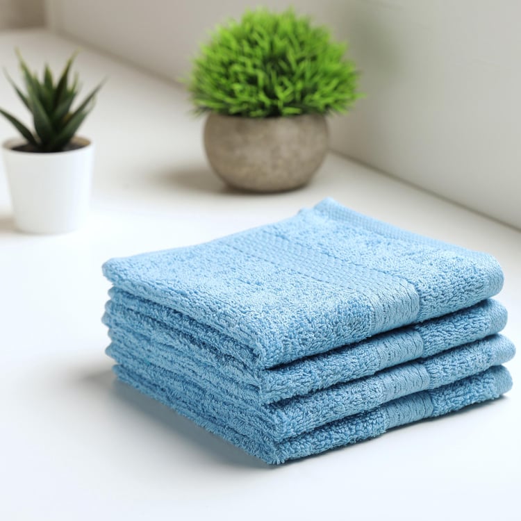 SPACES Colorfas Cotton Textured Face Towel, Blue - 30x30cm