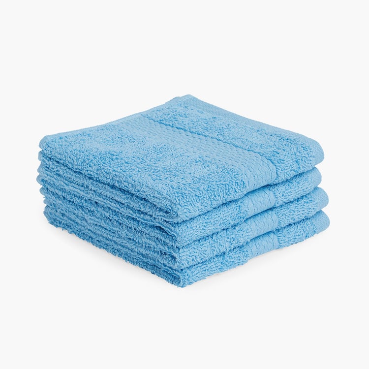 SPACES Colorfas Cotton Textured Face Towel, Blue - 30x30cm