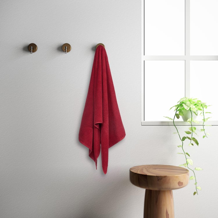 SPACES Swift Dry Cotton Textured Bath Towel, Red - 75x150cm