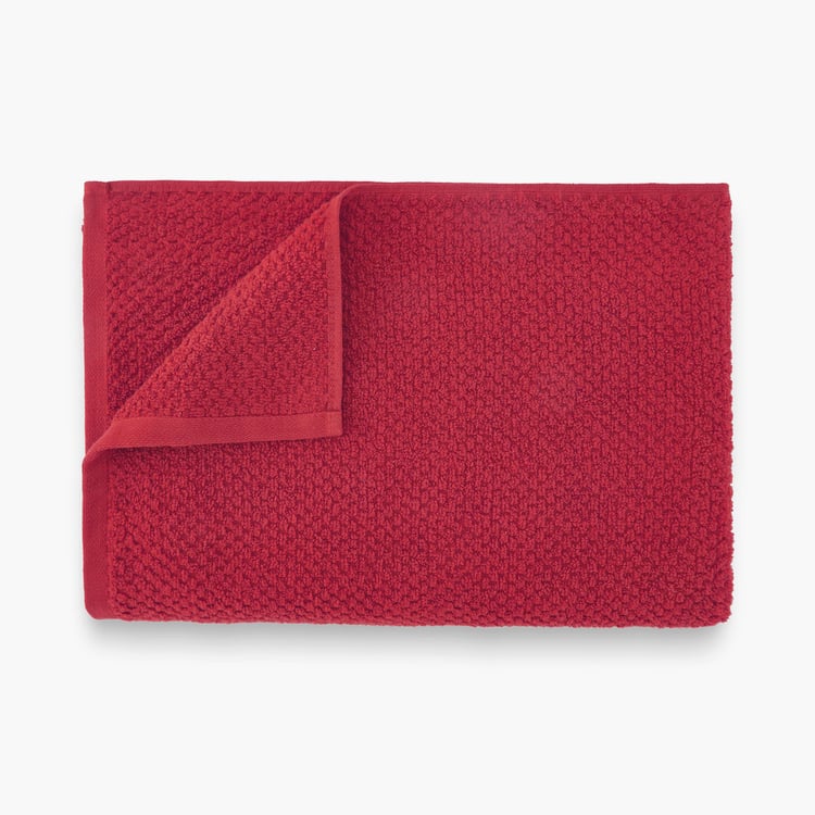 SPACES Swift Dry Cotton Textured Bath Towel, Red - 75x150cm