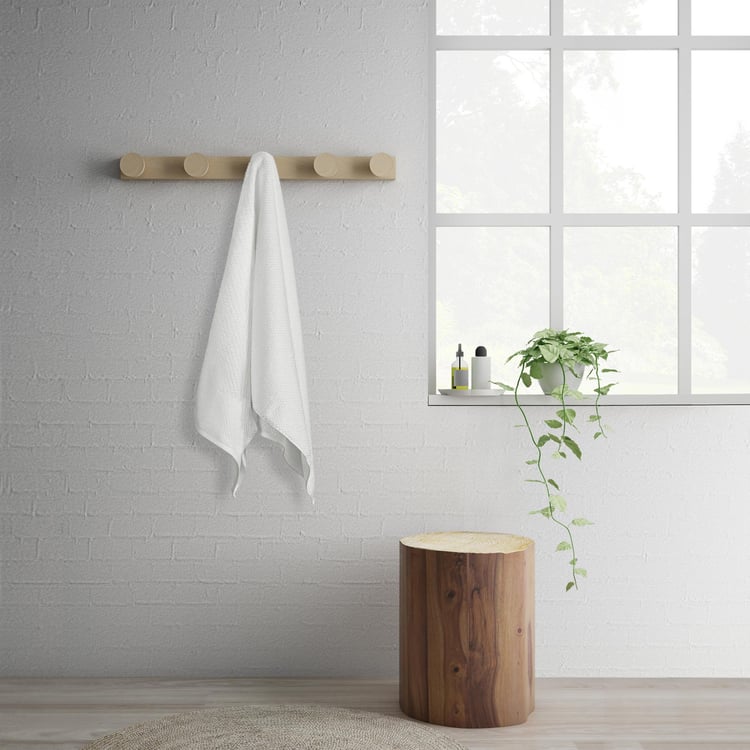 SPACES Swift Dry Cotton Textured Bath Towel, White - 75x150cm