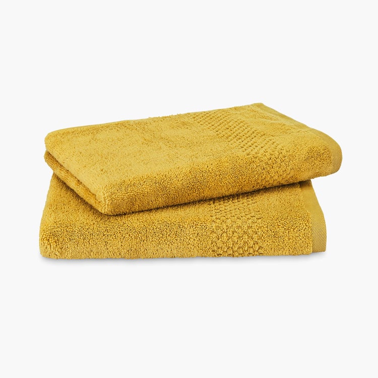 SPACES Swift Dry Cotton Textured Hand Towel, Yellow - 40x60cm