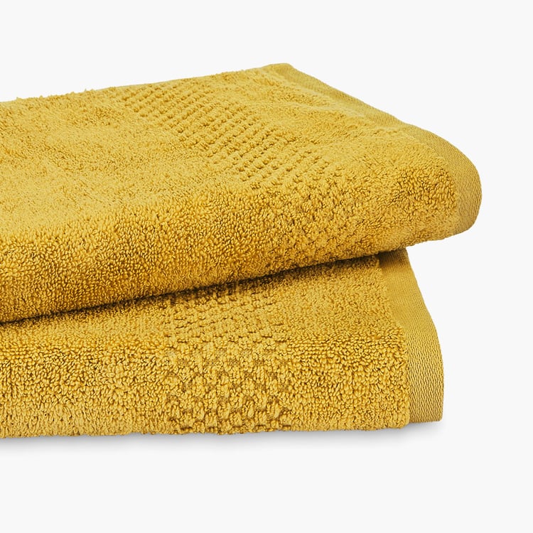 SPACES Swift Dry Cotton Textured Hand Towel, Yellow - 40x60cm