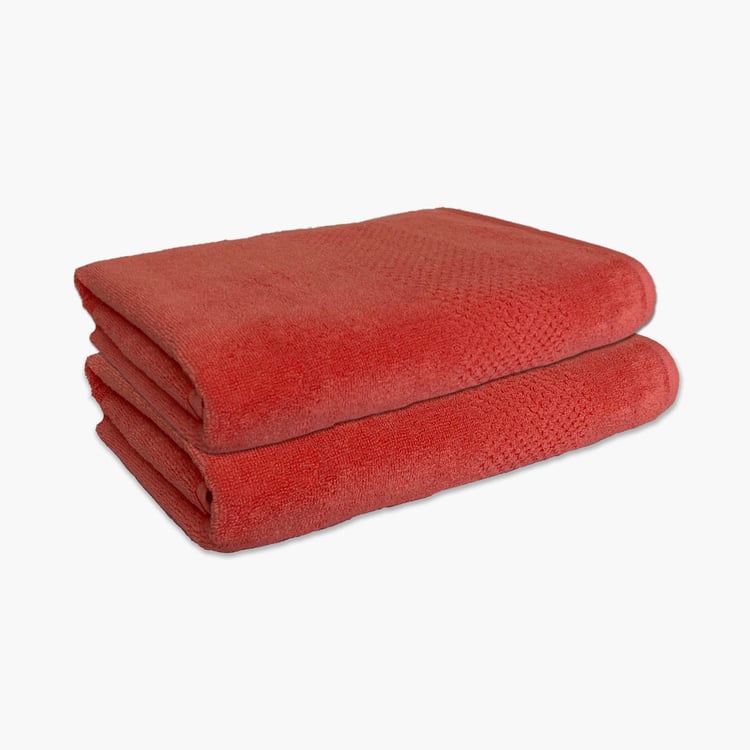 SPACES Swift Dry Cotton Textured Hand Towel, Red - 40x60cm