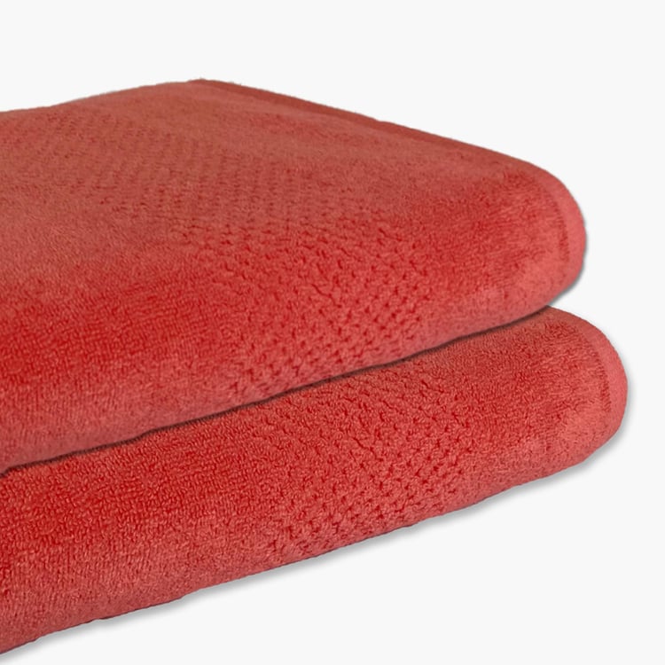 SPACES Swift Dry Cotton Textured Hand Towel, Red - 40x60cm