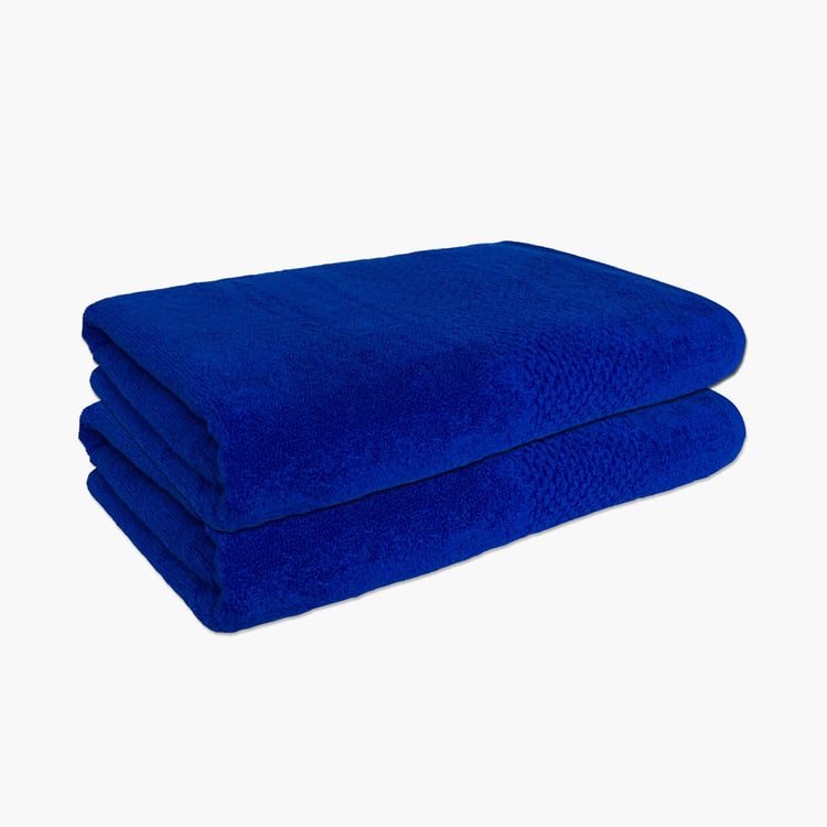 SPACES Swift Dry Cotton Textured Hand Towel, Blue - 40x60cm