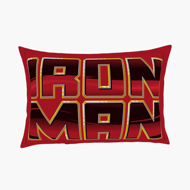 SPACES Kids Iron Man Printed Cotton 180 TC 3Pc Queen Bedsheet Set