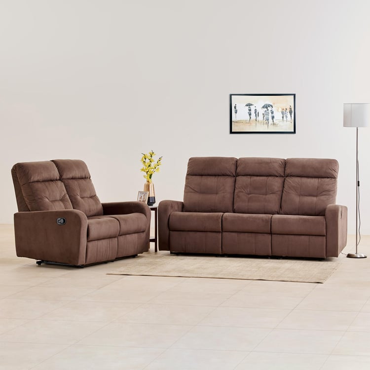 Helios Toledo Fabric 3+2 Seater Recliner Set - Brown