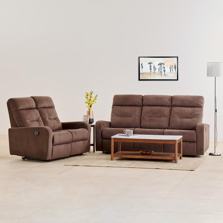 Helios Toledo Fabric 3+2 Seater Recliner Set - Brown