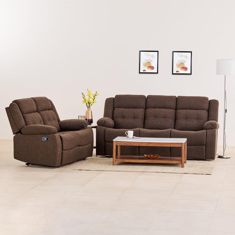 Helios Zurich Fabric 3+2 Seater Recliner Set - Brown