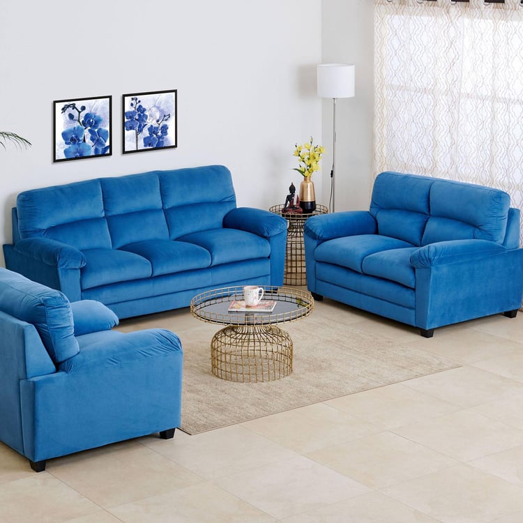 Mojo Velvet 3+2+1 Seater Sofa Set - Blue