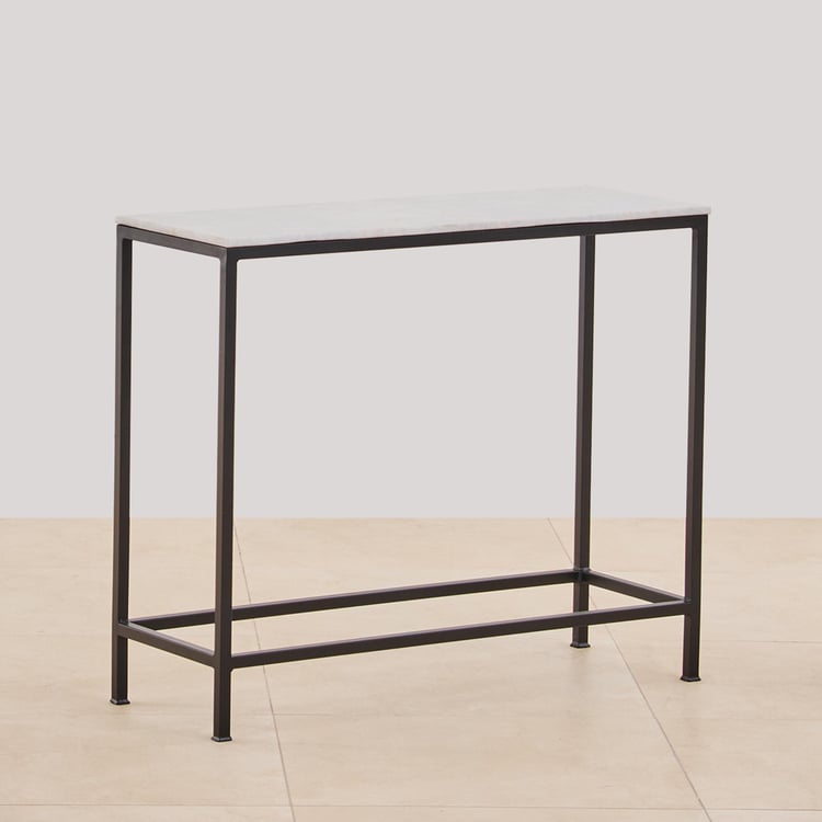 Helios York Marble Top Console Table - White and Black