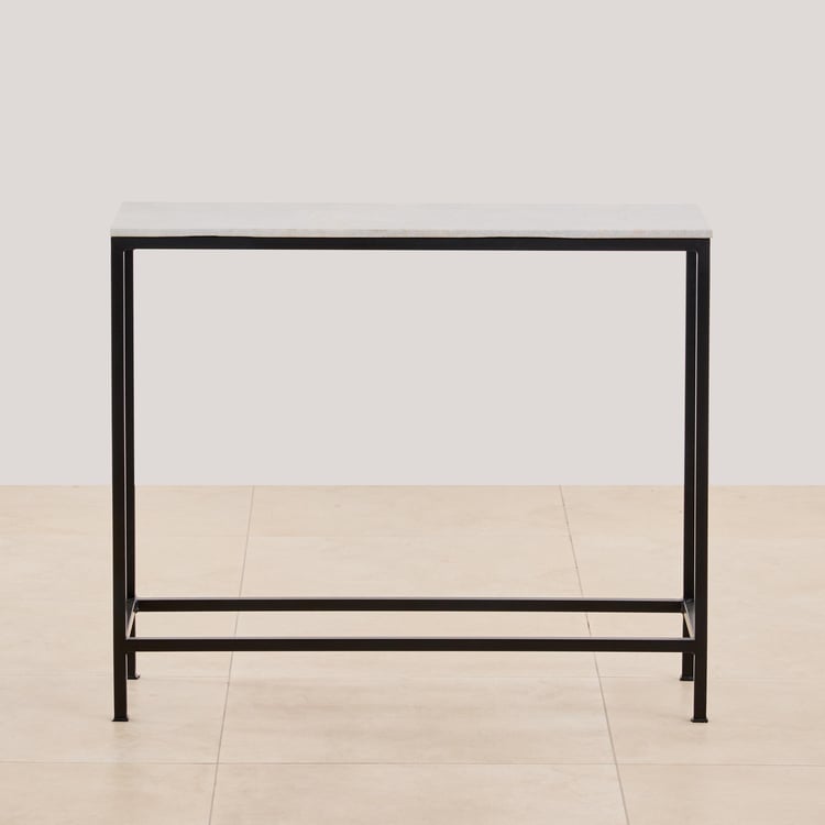 Helios York Marble Top Console Table - White and Black