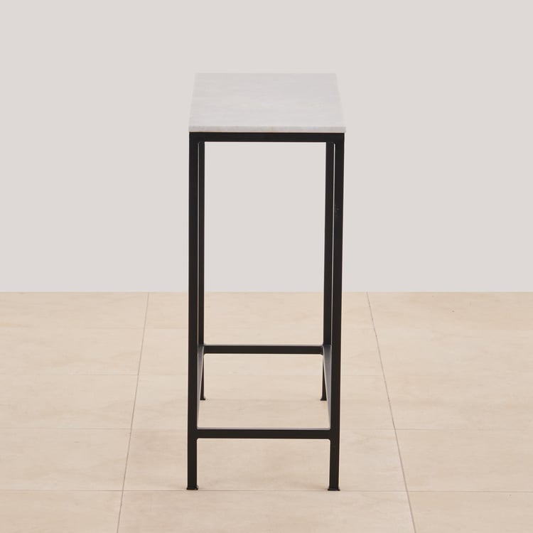 Helios York Marble Top Console Table - White and Black