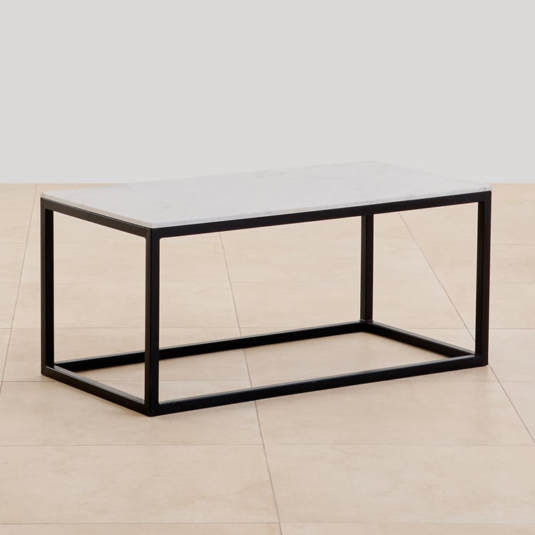 Helios York Marble Top Coffee Table - Black and White