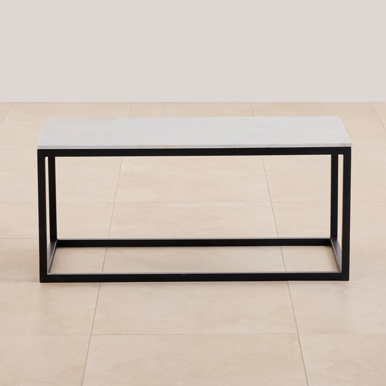 Helios York Marble Top Coffee Table - Black and White