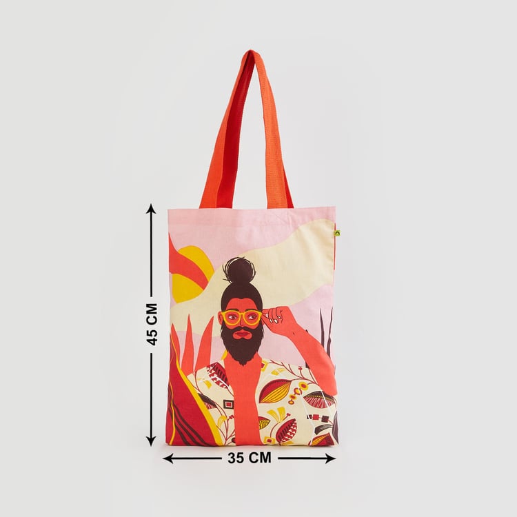 Minerals Pink Graphic Printed Cotton Tote Bag