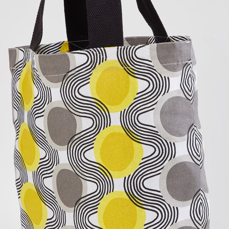 Minerals White Printed Cotton Tote Bag