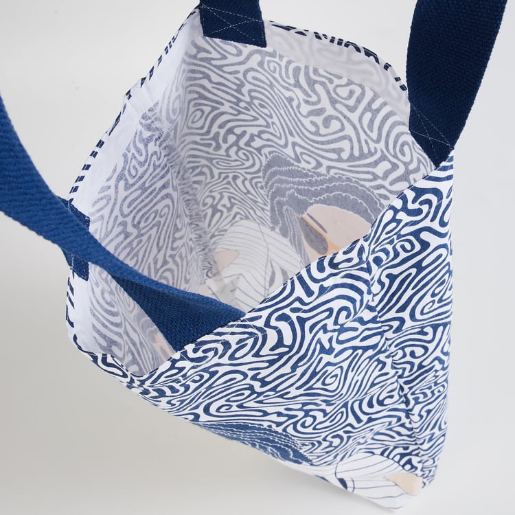 Minerals Blue Printed Cotton Tote Bag