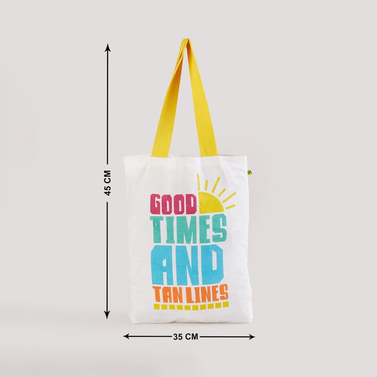 Minerals White Printed Cotton Reusable Tote Bag - 35x45cm