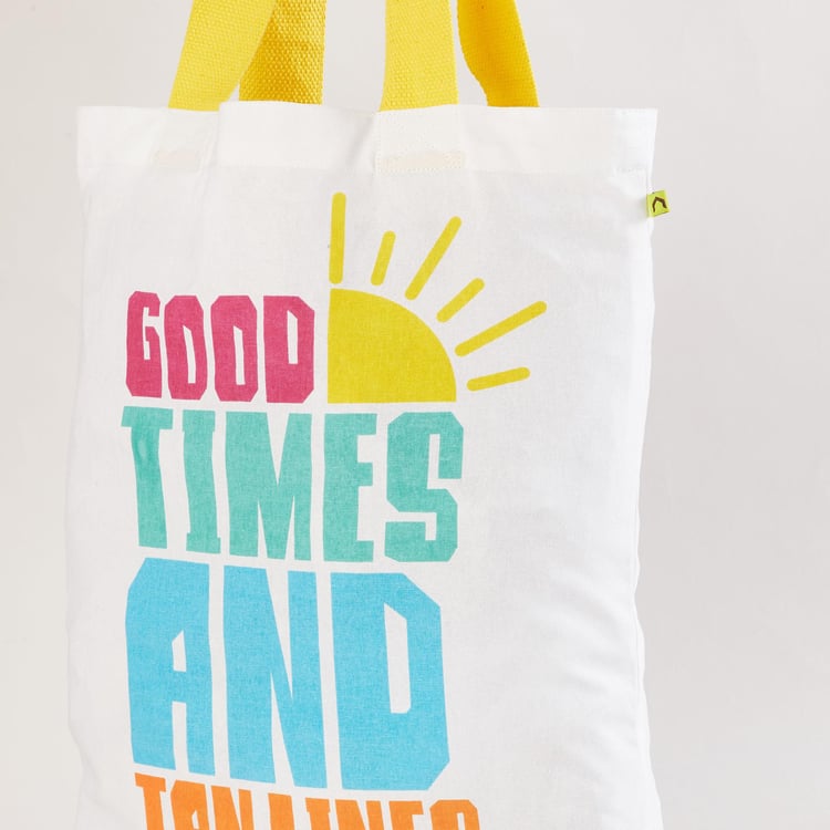 Minerals White Printed Cotton Reusable Tote Bag - 35x45cm