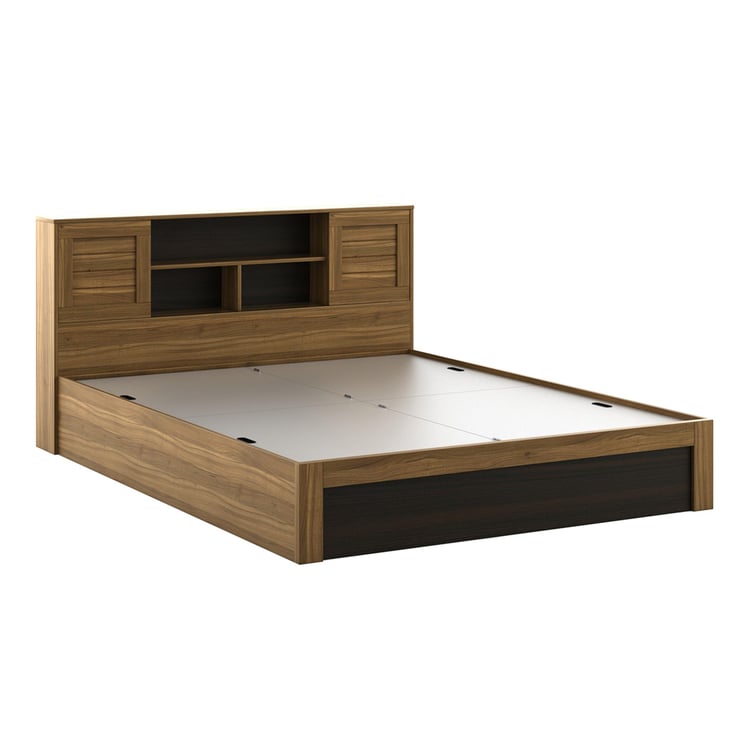 Helios Vincent King Bed with Headboard and Box Storage - Brown